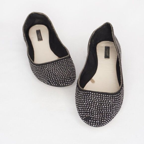 Zara Round Toe Black Rhinestone Flats, Size EU 40 / US 10 - Picture 9 of 11